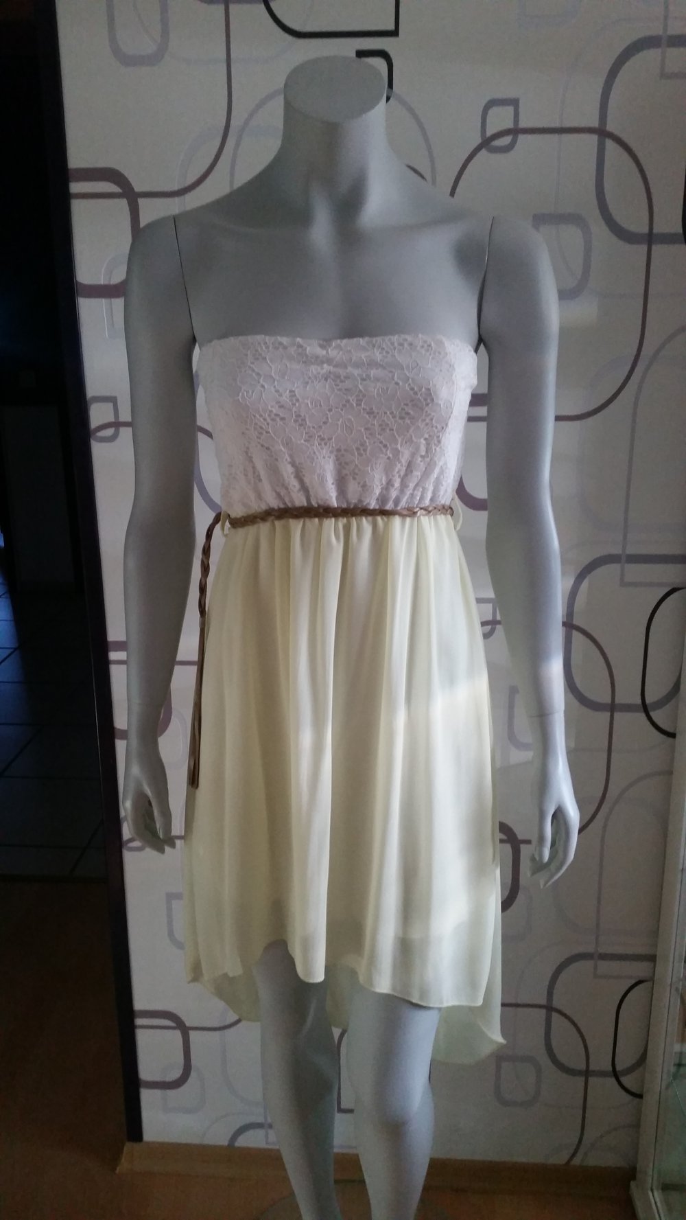 weiß gelbes Vokuhila Kleid 