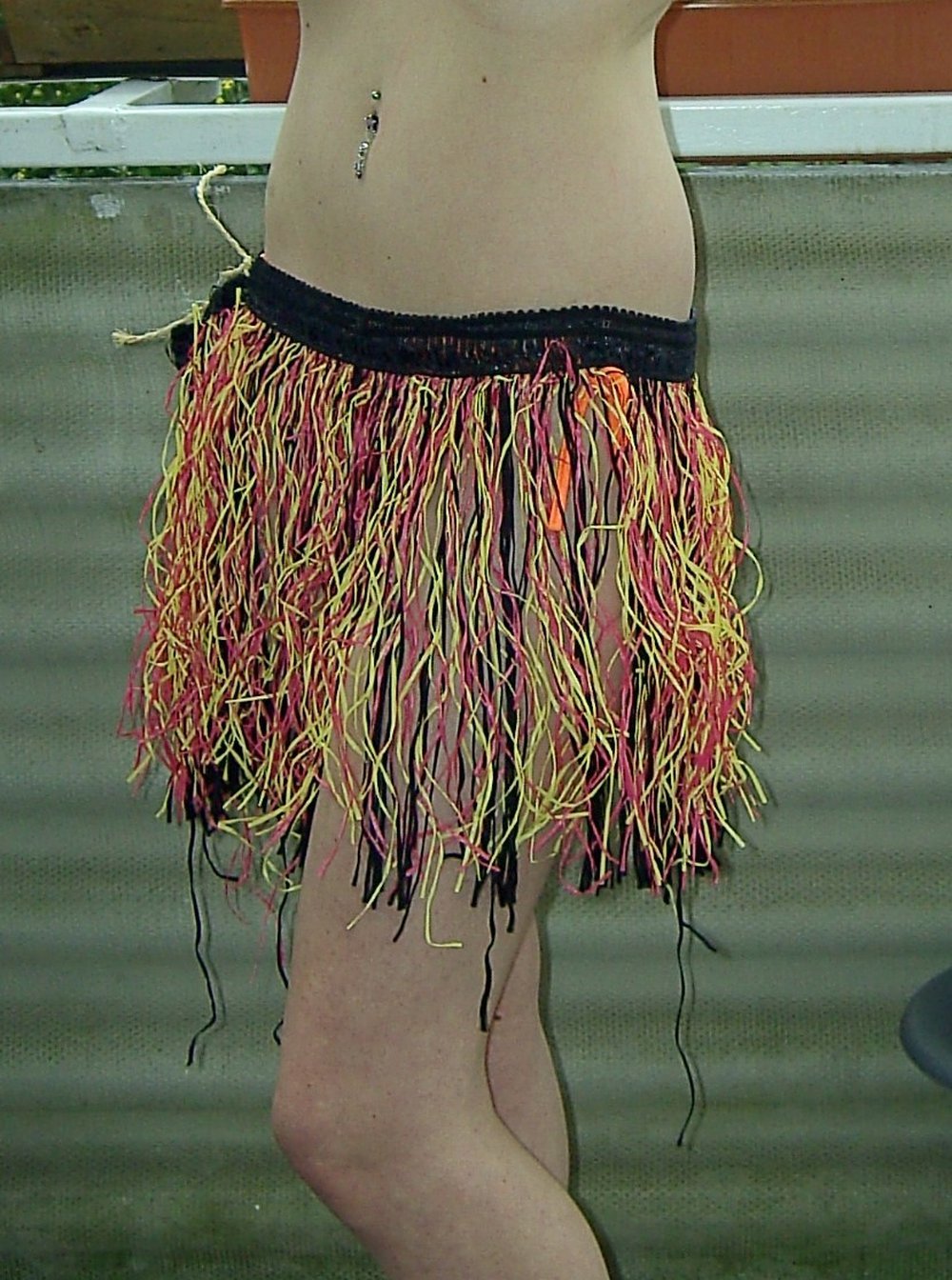 Strandrock, Pau Skirts, Hula Rock mit Gummibund, Fransen Look, Bunt, Gr. S