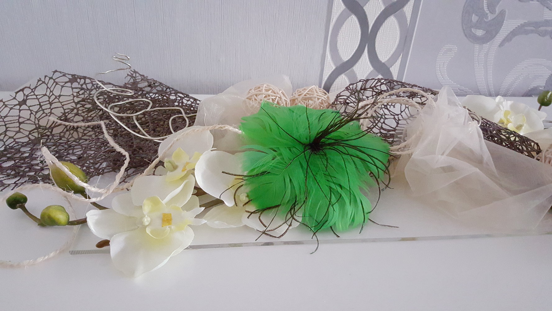 Burlesque Lolita Cosplay Accessoire Grün Blume Haarschmuck Uni