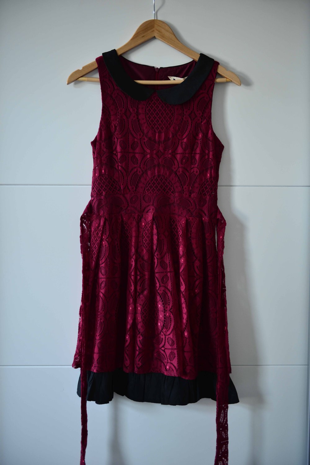 Yumi Dunkelrotes Kleid Aus Spitze Vintage Kleiderkorb De