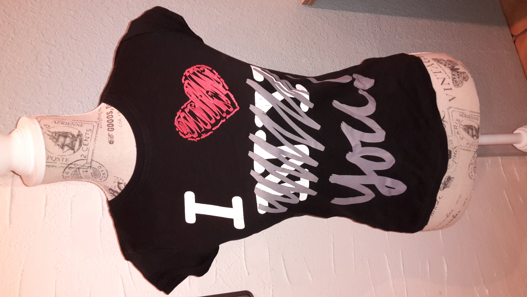 schwarzes T-Shit GrS/36 I love NY you Druck herz  Gothic emo punk