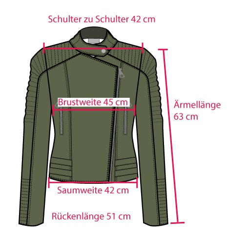 Cigno Nero Lederjacke Khaki Grün Bikerjacke Gr.38 NEUwertig!