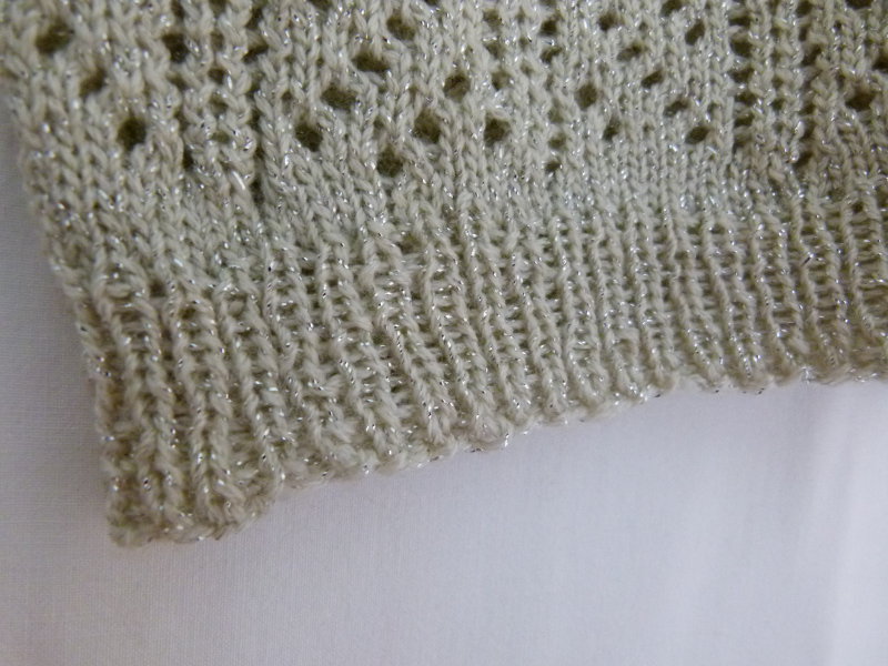 Strick Top aus den 70ern, hellgrau mit Glanzfäden, Boho Mori Sommer Goa Festival Strand 70s Retro Vintage