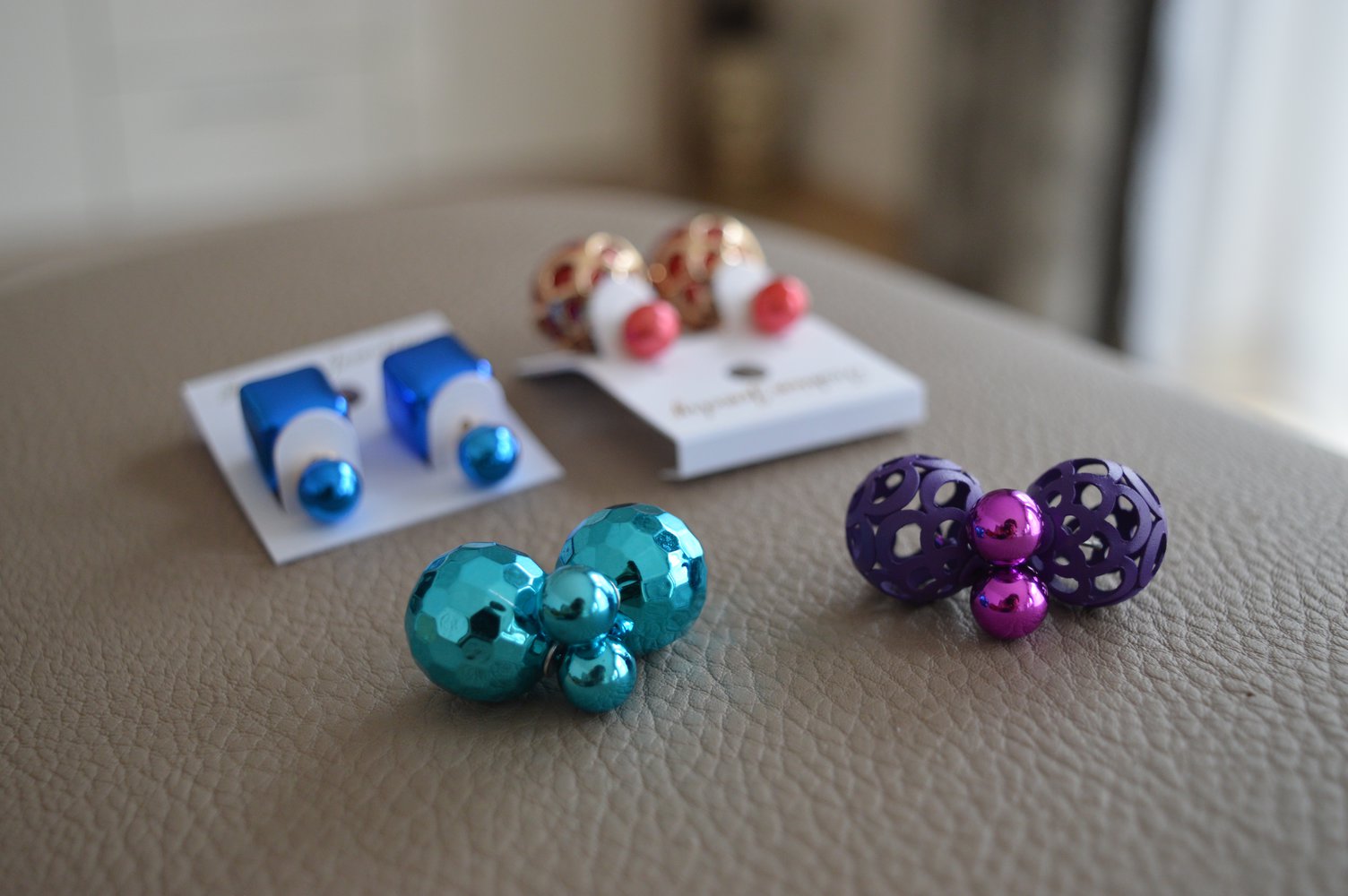 Tolle Doppelohrringe Ohrstecker Doppelkugel 4x