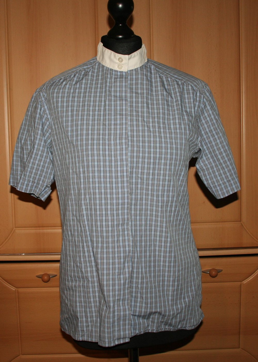 Turnierbluse von RR blau kariert Gr. 38
