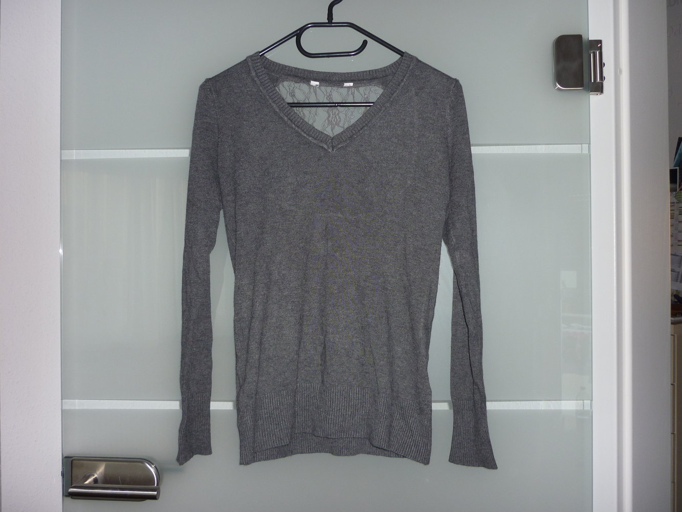 C&A Clockhouse Strickpullover grau mit Spitze Größe S 36