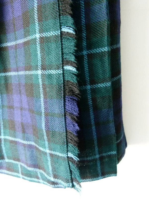 Ladies Kilt Schottenrock, dunkelblau grüner Tartan aus reiner Schurwolle, Schottland British Retro Folklore Vintage Scots Outlander