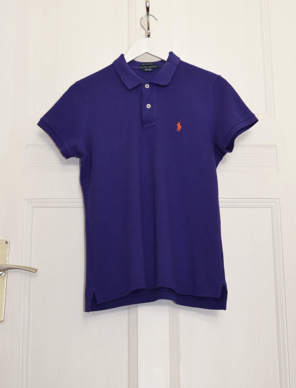 Original Lila/ Navy Blue Skinny Polo von Ralph Lauren