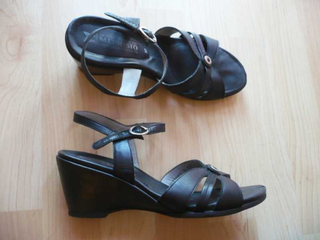 Mephisto Leder Keil Sandaletten Wedges 37 Schwarz