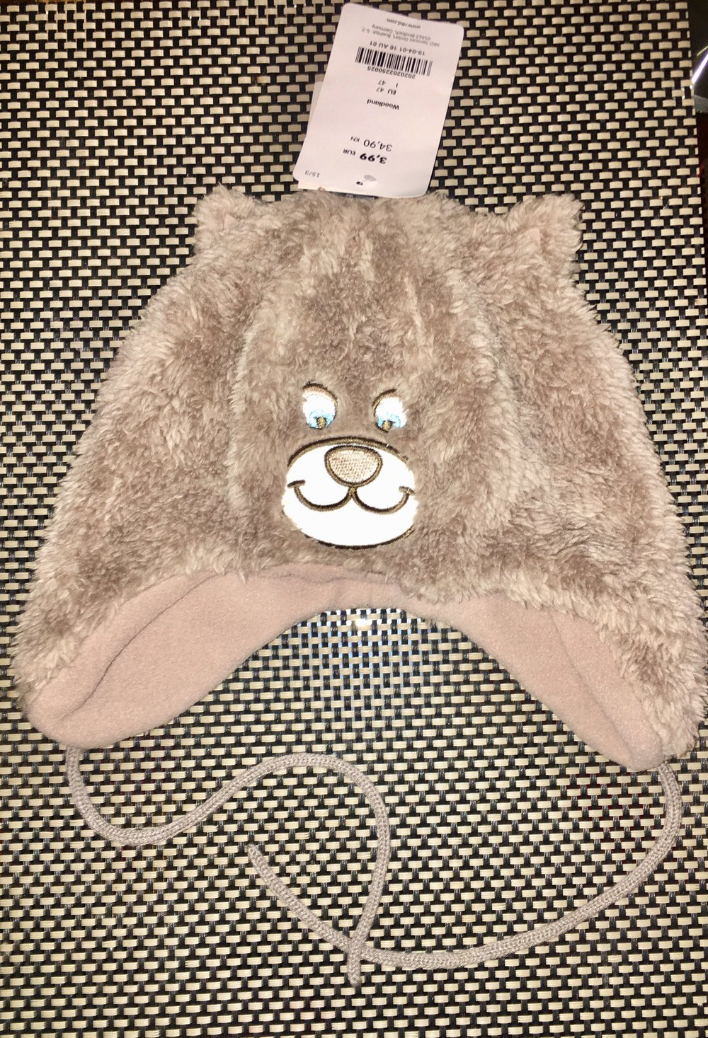 Kinder Plüsch Wintermütze Teddy , Größe 47