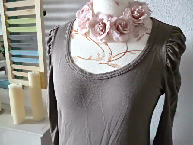 Puffärmel taupe Oberteil 40/42