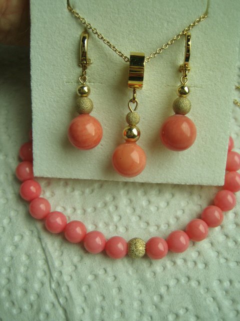 Schmuck Set Bambuskoralle gold