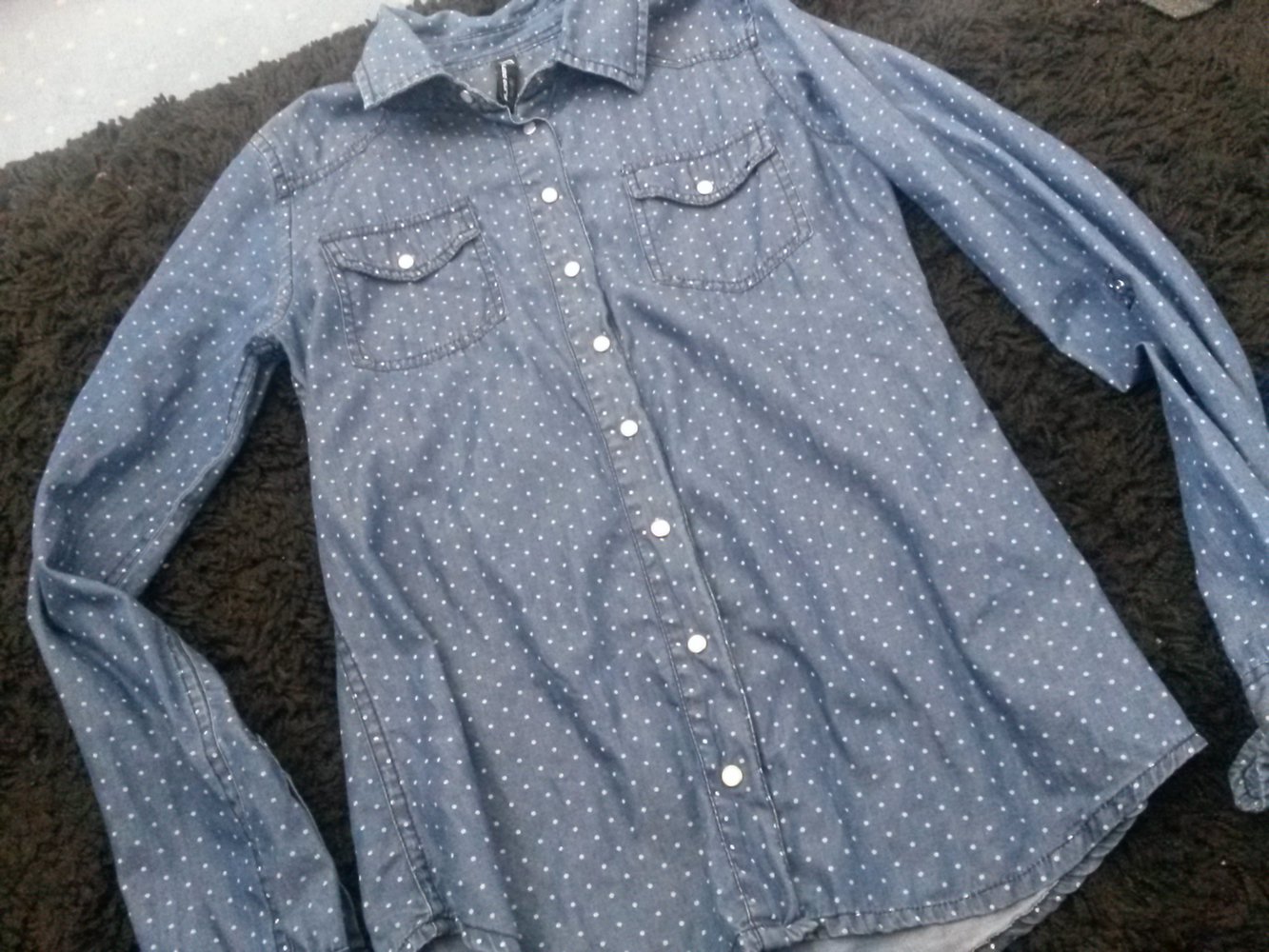 Dunkelblau Gepunktetes Hemd