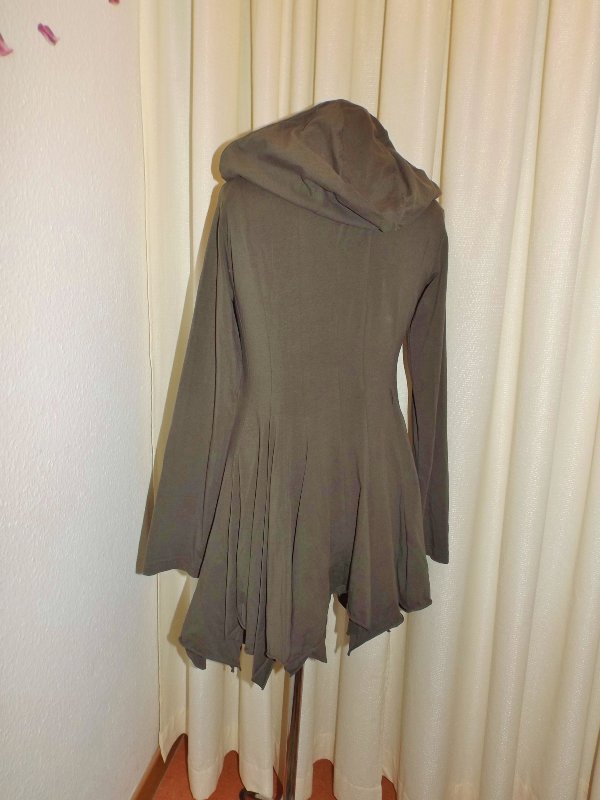 Zipfelkleid Zipfeltunika mit Kapuze Gr. 44 Zunika Minikleid oliv-farben