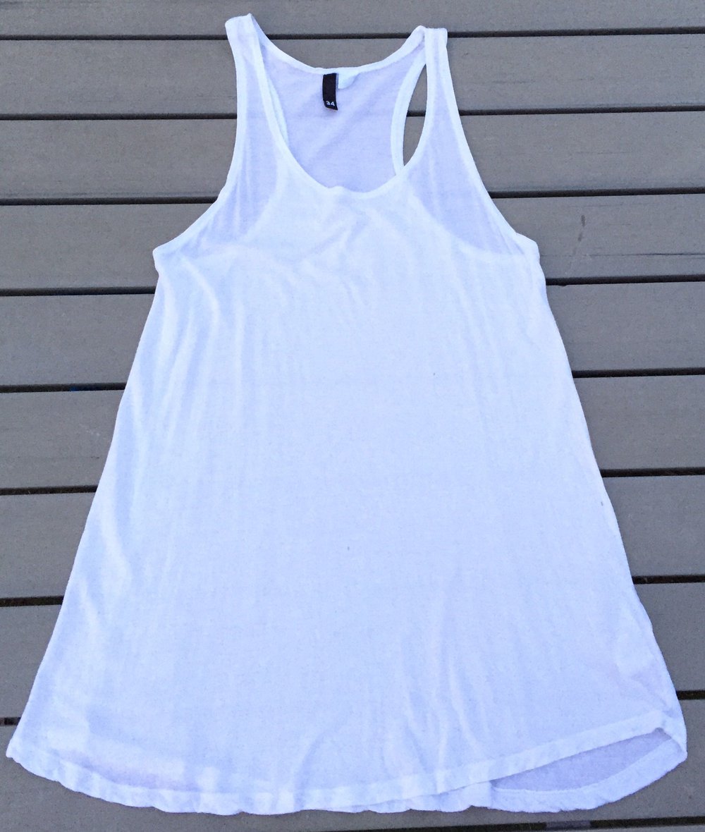 H&M ausgestelltes Tanktop LONGTOP weiß Gr. 34