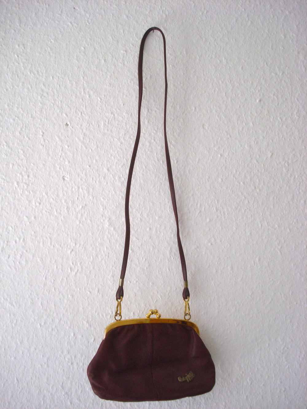 Clutch Tasche Echtleder bordeaux Valentino Paris vintage Second Hand