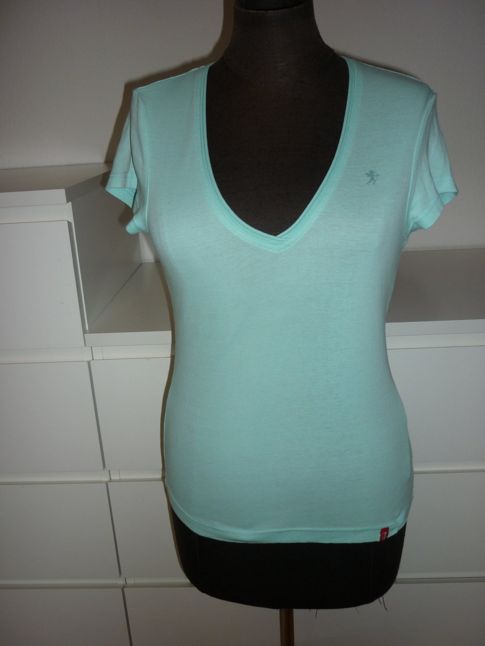 EDC by Esprit Basic Shirt V-Ausschnitt mint hellblau türkis Größe S 34 36 