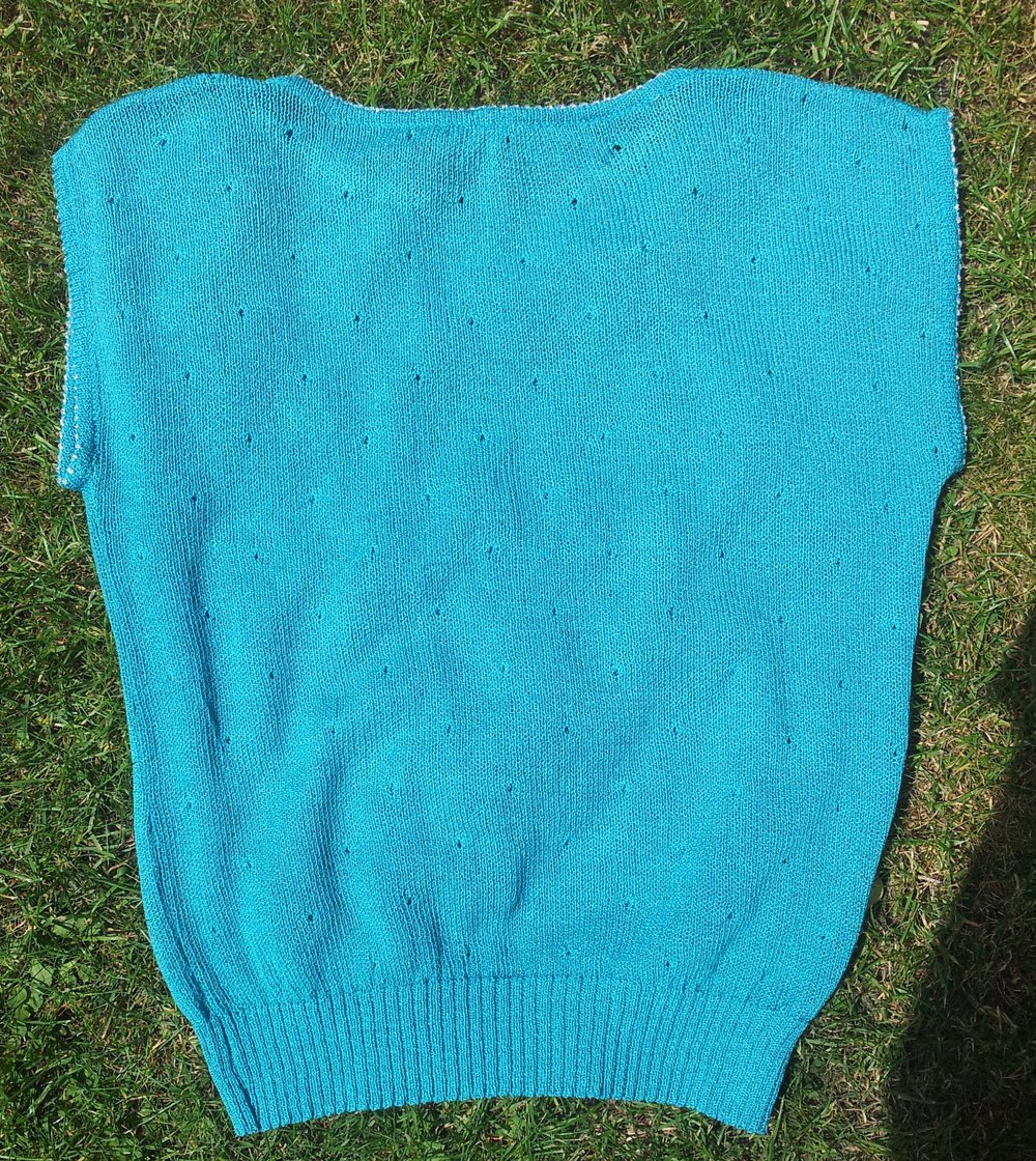 Pullunder Top türkis Strick Blume Dolores Gr. XS 