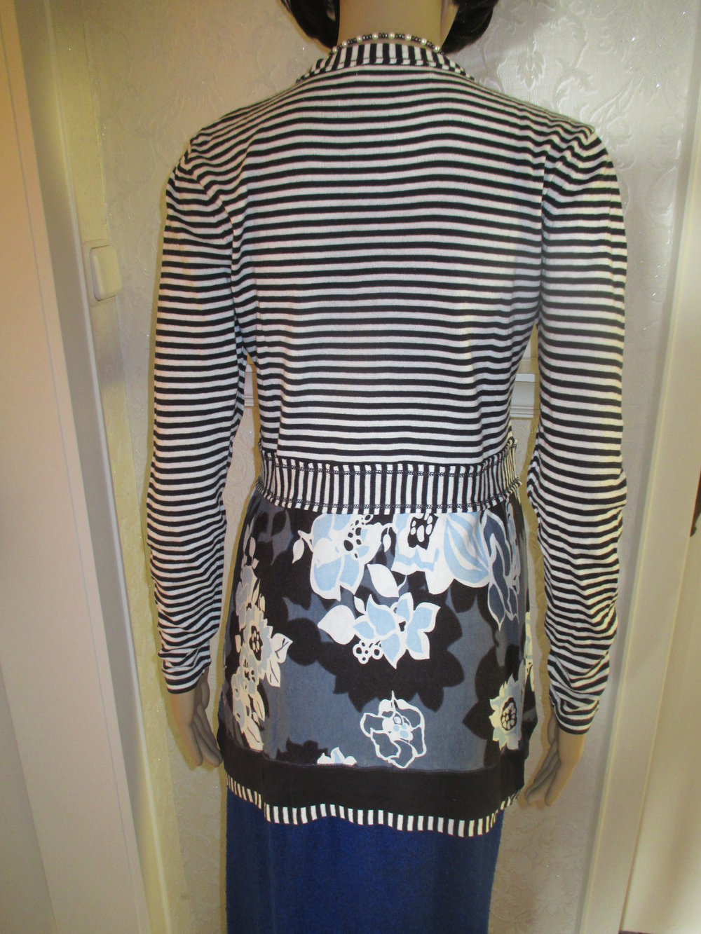 NEUw Flower Power Blüten Streifen Marine Maritim Sailor Style Langarm Longsleeve T- Shirt 