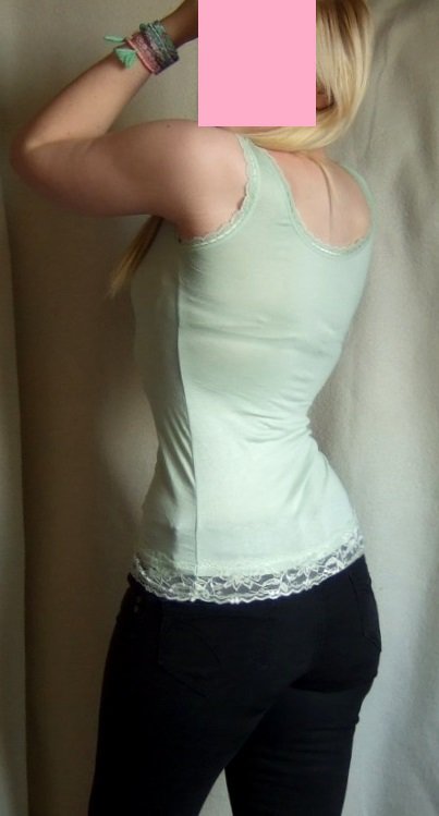 seidiges Spitzentop in Mintgrün Spitze Häkeltop glänzend grün mint