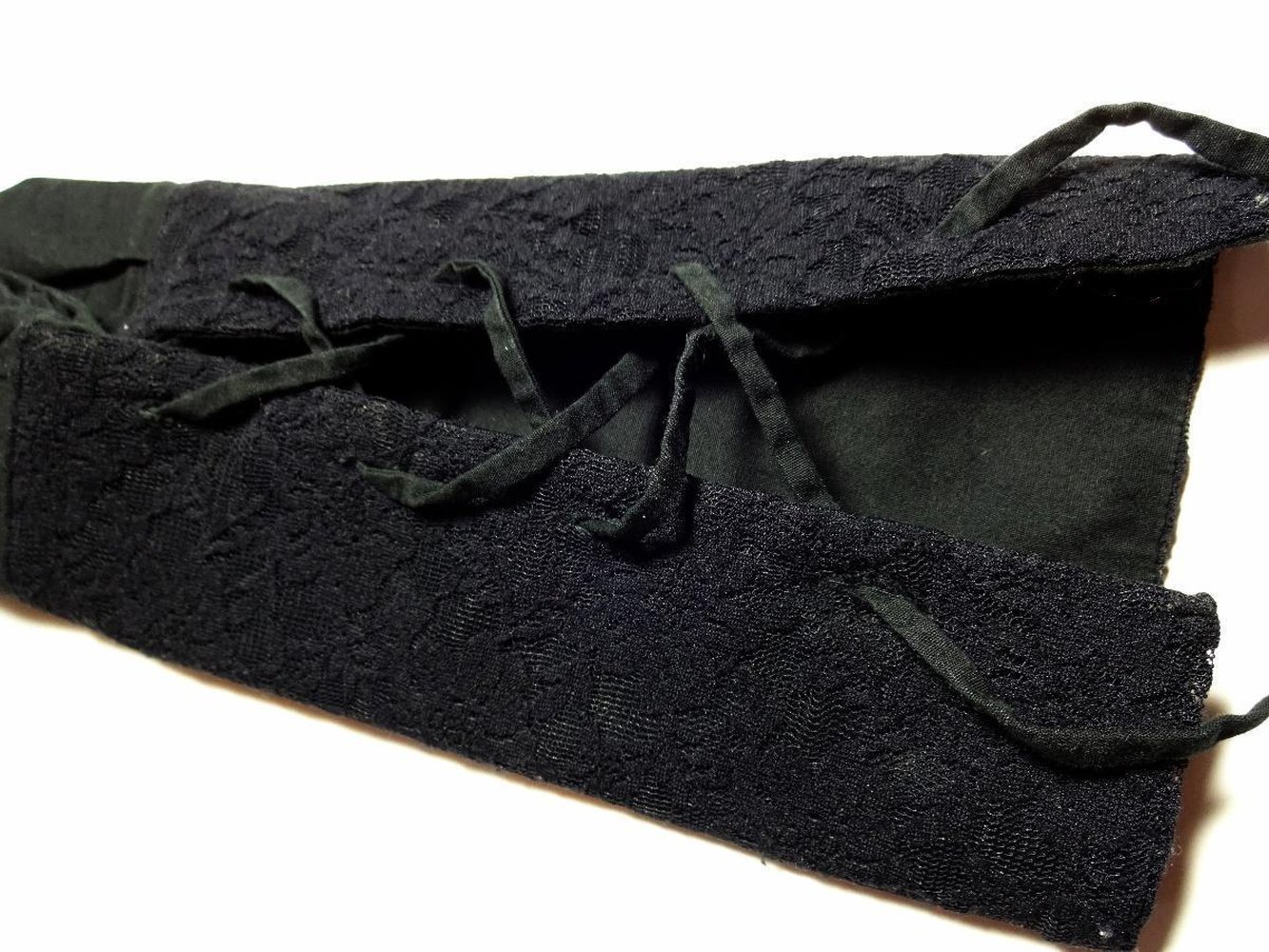 Schwarze Bluse im Gothic Stil Spitze Schnüre Emo Gr. 38 Gr. S