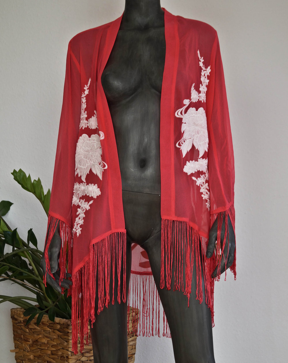 NEU: Transparenter Cardigan / Asia / Kimono / Koralle