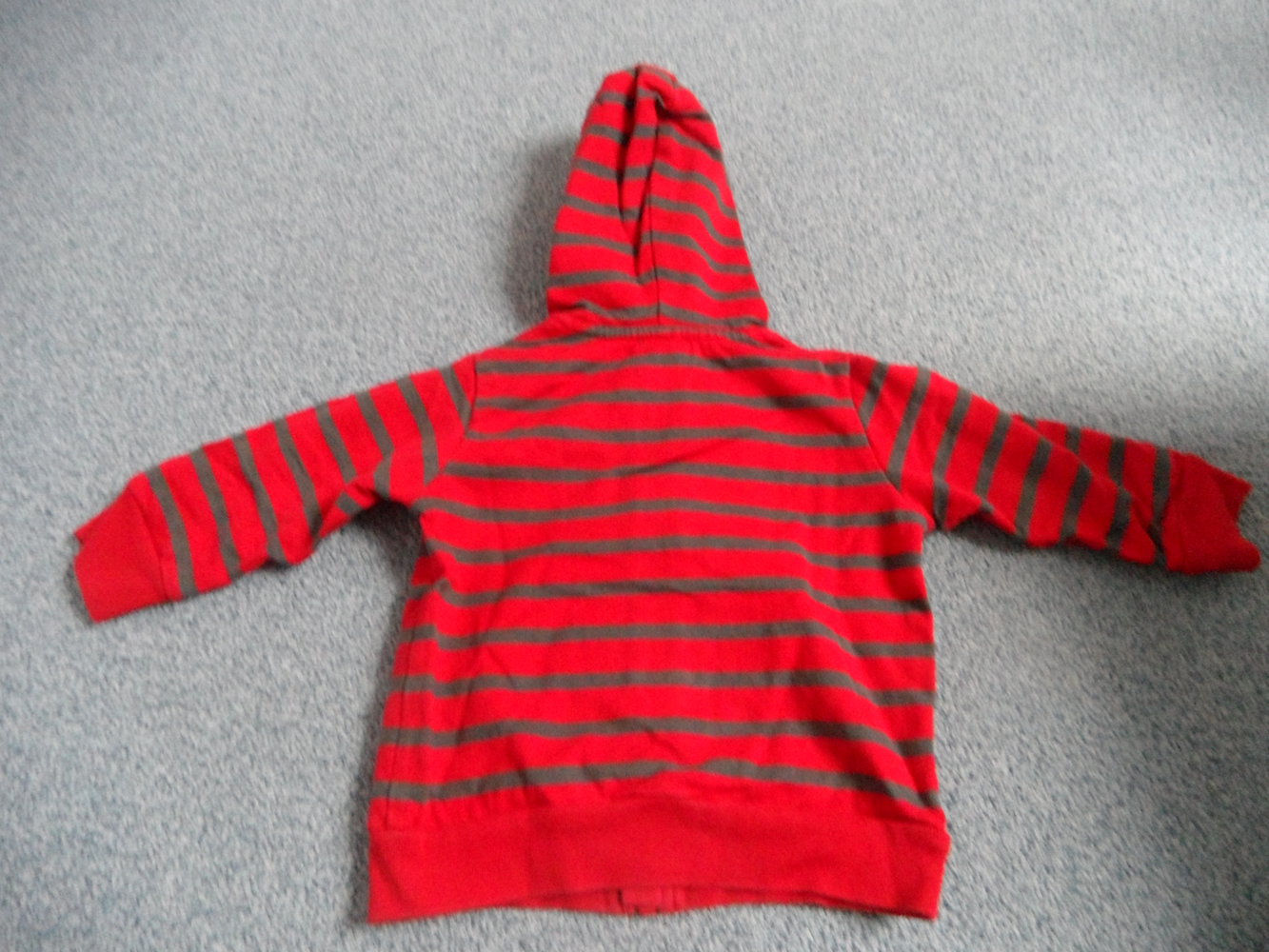 H&M Sweatjacke Kapuzenjacke rot-anthrazith gestreift