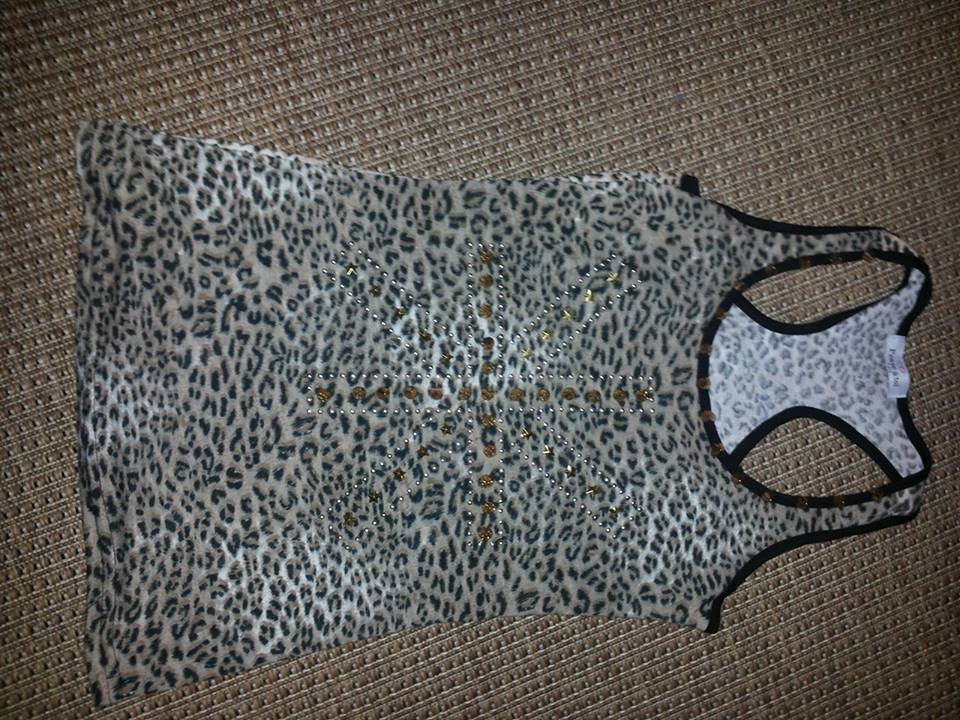 Geparden Top mit goldenen Spikes/Nieten 