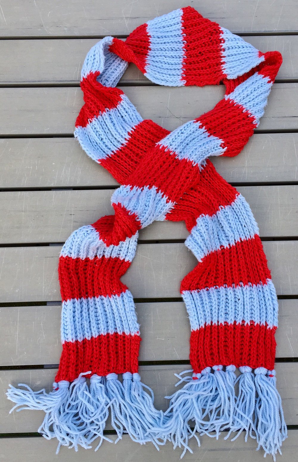 Strickschal SCHAL rot / hellblau UNISEX