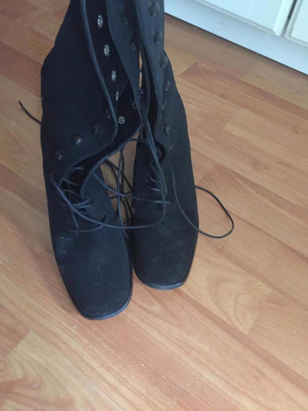 Schnürstiefel Milleniumstyle Wildlederoptik schwarz