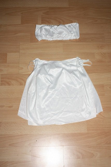 Sexy Kostüm Set, Bandeau Crop Top mit Rock beidseitig geschlitzt, Gr. S