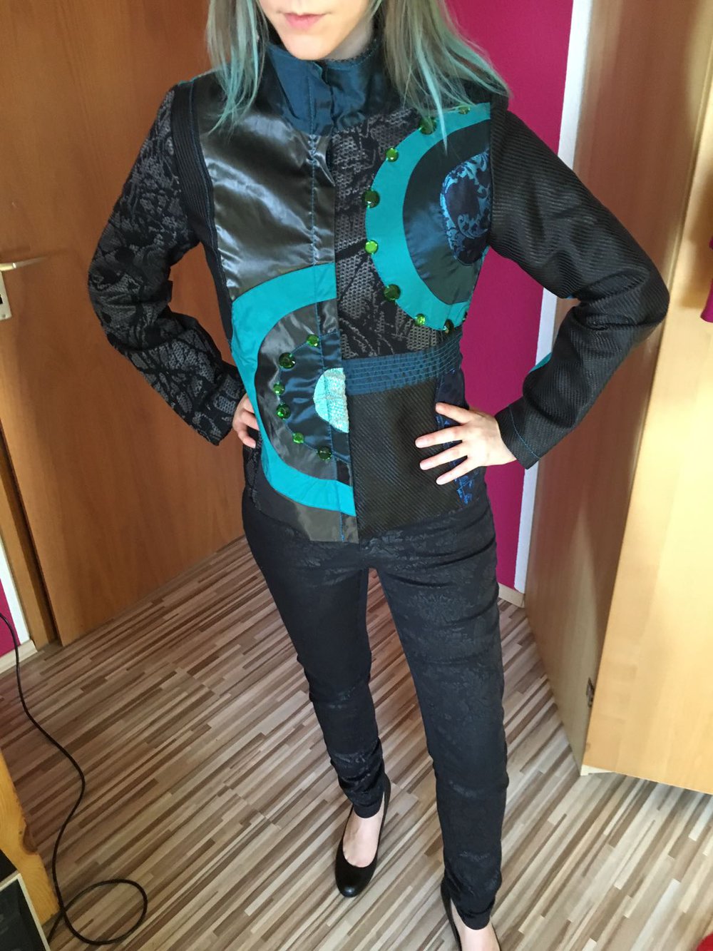 Desigual Jacke Übergangsjacke Pailletten Katze