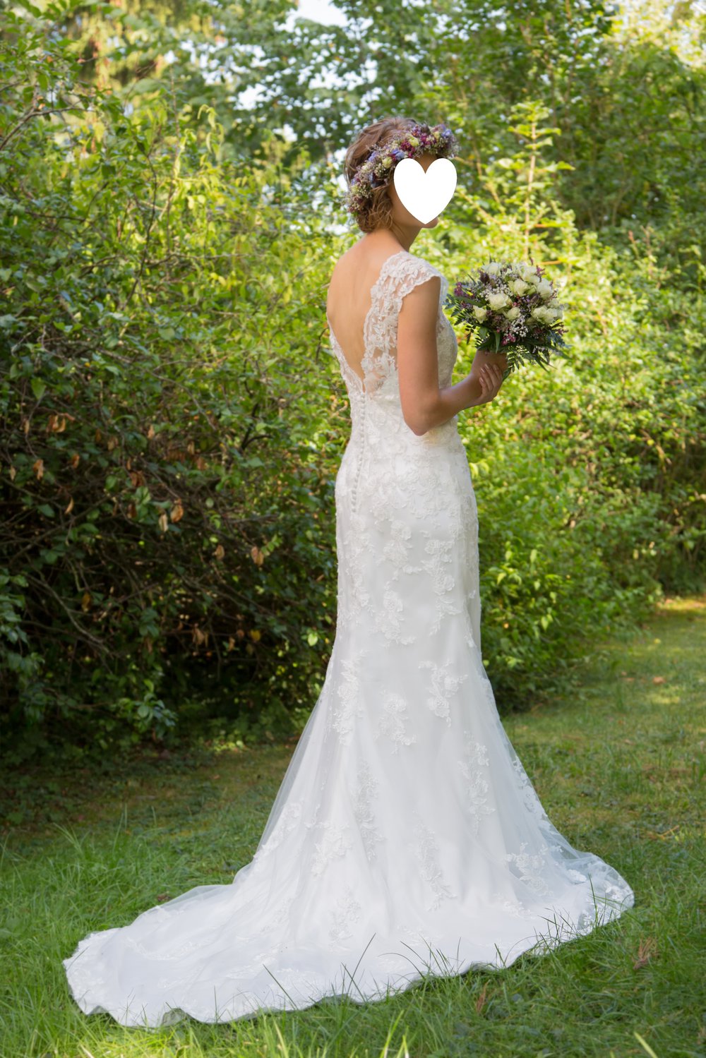 Brautkleid Sincerity 3785 Gr. 36 ivory/Spitze rückenfrei Schleppe