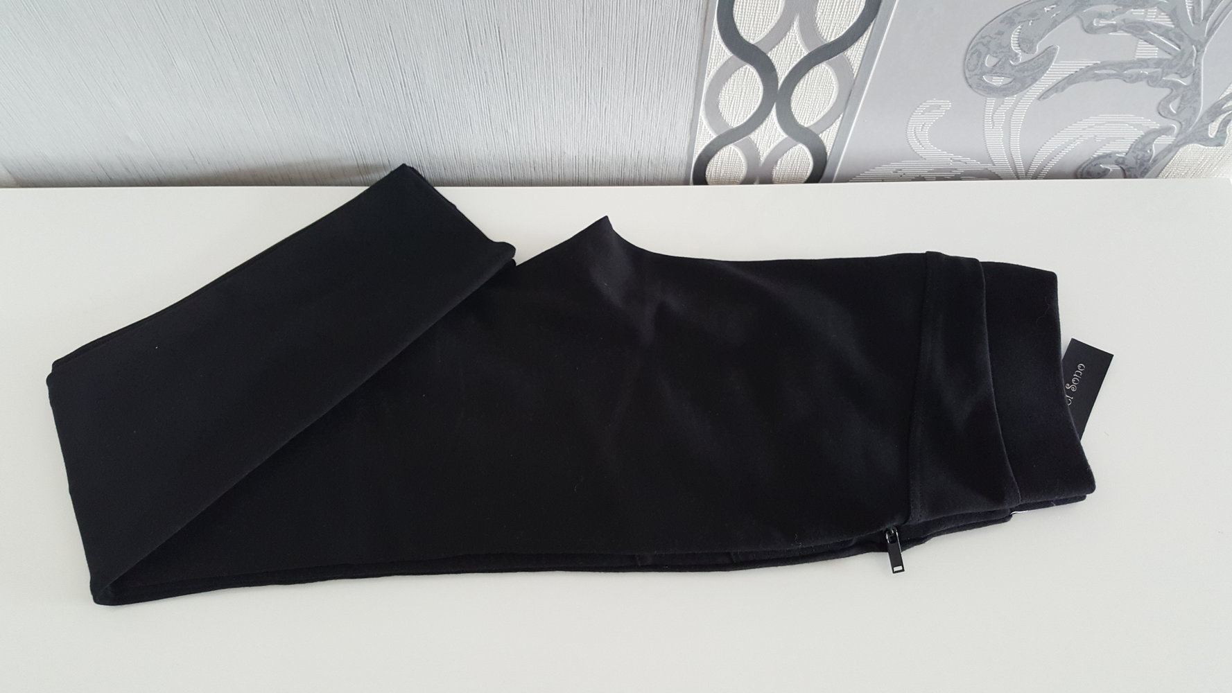Stoff Leggings Hose Schwarz mit Reißverschlüssen ausgez. L - 38 / 40 Neu