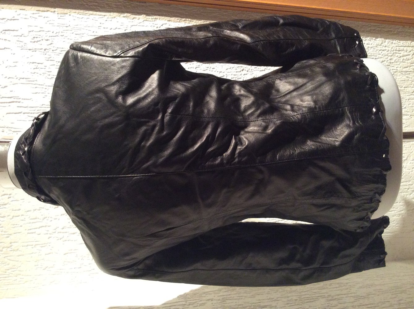 Please Trend Leder Jacke Lederjacke Zum schnüren Größe S schwarz Damen 