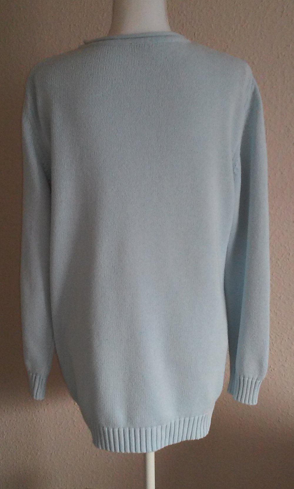 long Sweatshirt Langarm Shirt Rundhals/kl.Kragen Pulli Basic Oberteil hellblau
