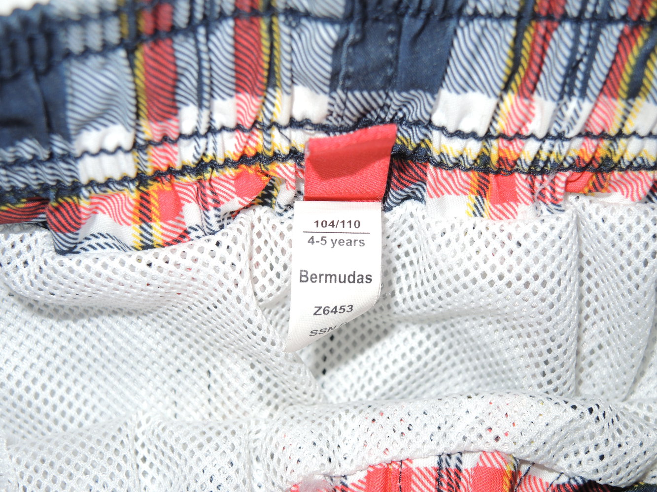 coole Badehose/Badeshorts blau rot weiß gelb kariert mit coolem Frosch Aufdruck Gr.104 von Esprit