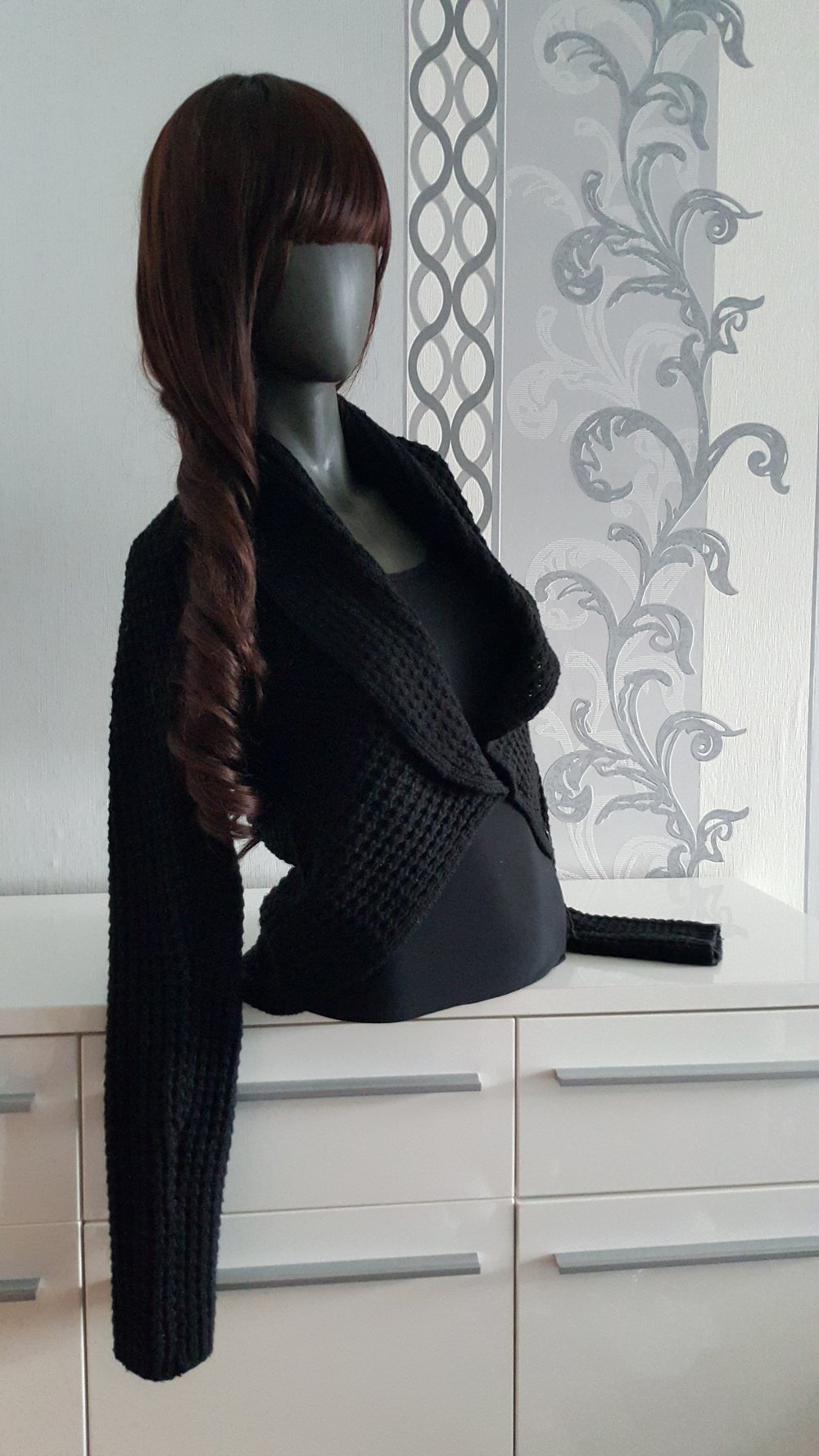 Warmer schwarzer Cardigan Strick 40 L 