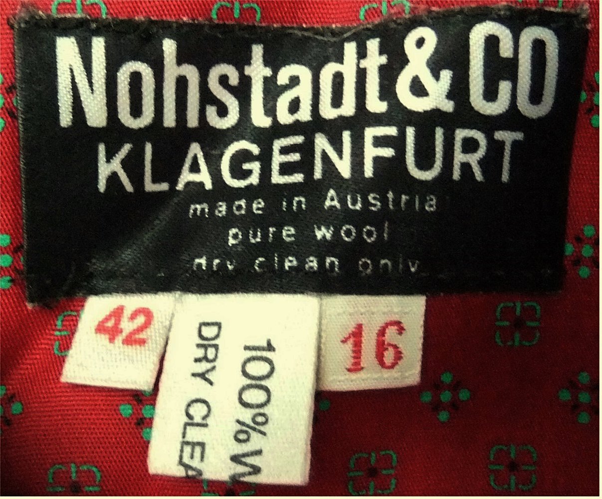 Nohstadt & Co - Trachten-Cape / Poncho - Rot mit Edelweiß-Volant und schwarzem Kragen - Größe 42