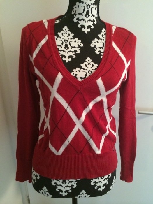 Pullover kariert Karomuster Pollunderstil V-Ausschnitt