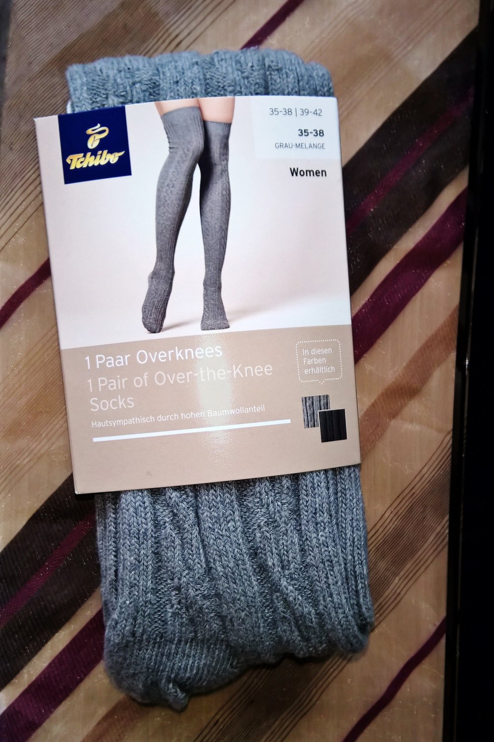 Neue Overknees ~ Grau-Melange von Tchibo Größe 35-38