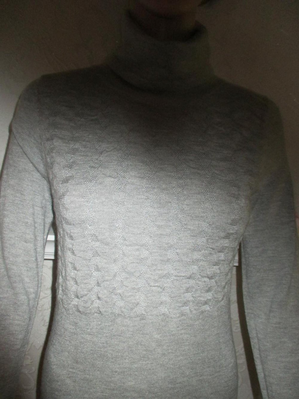 NEU * Zopfmuster * Rollkragen * Fein- Strick * Wolle * Bodycon * Mini- Kleid ''MeXX'' Gr. 36- 38/ S * schiefer * hell- grau *