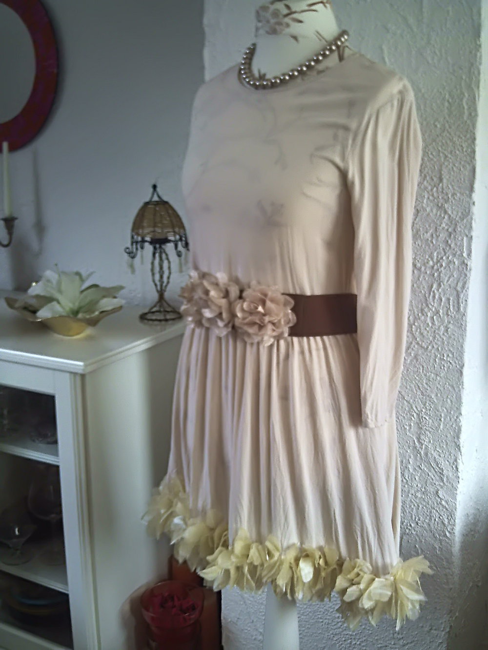 Feenkleid Tüllblüten nude creme 40