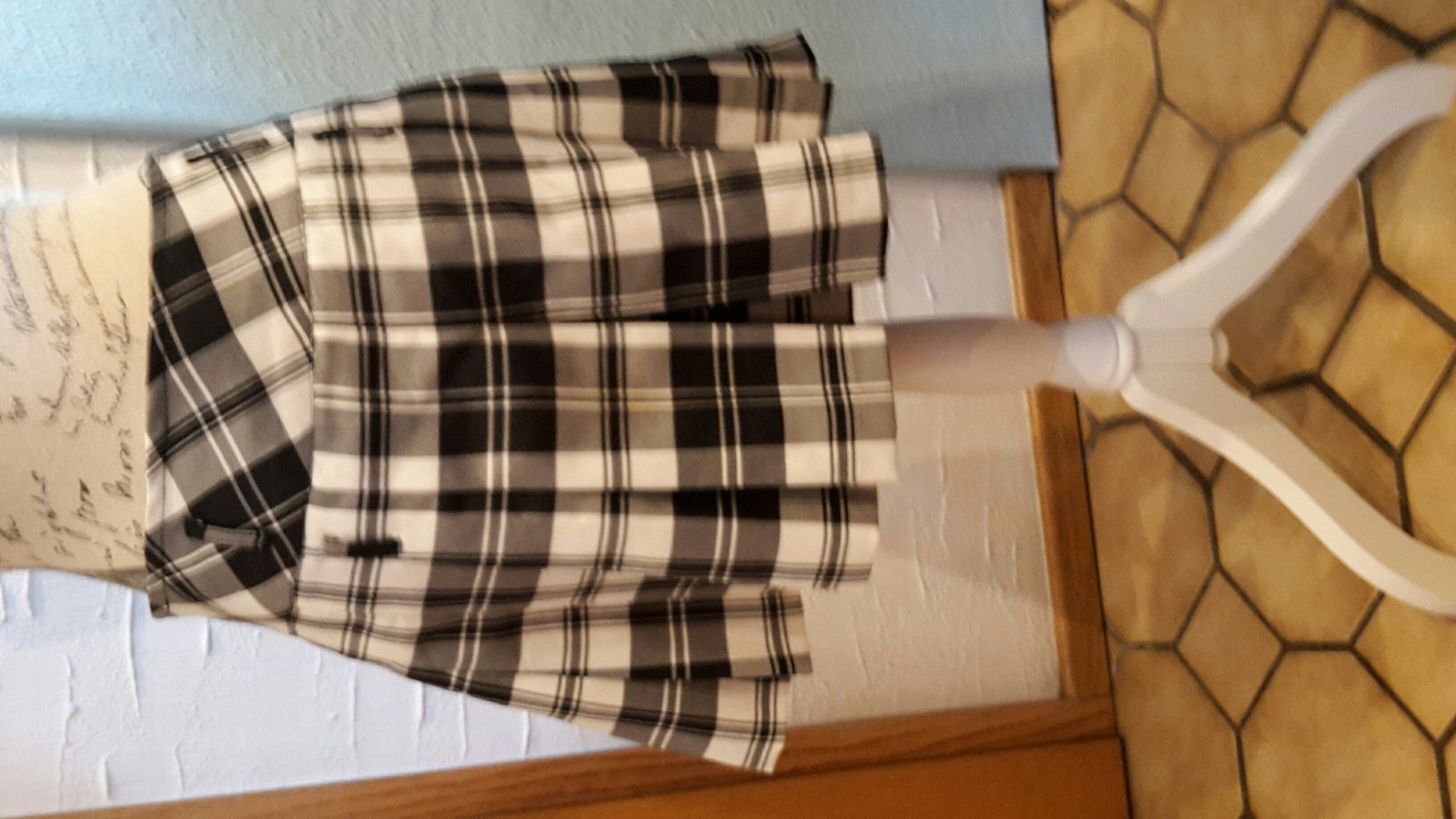 schwarz-weiß karierter Rock S-M, Schottenrock 