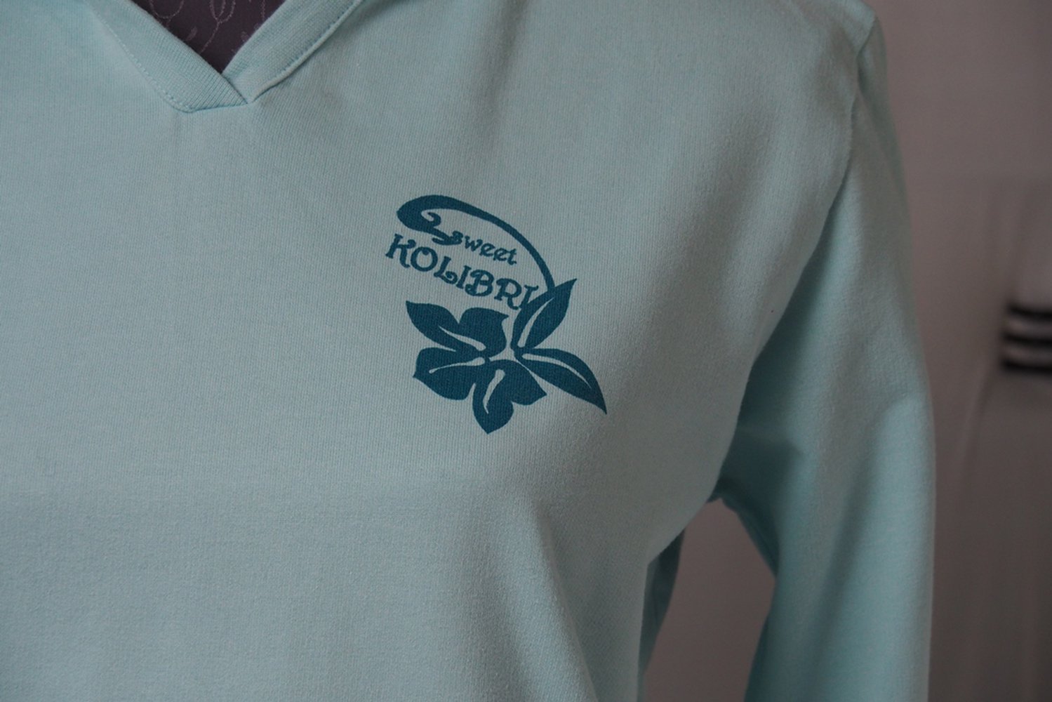 Hellblaues Sweatshirt mit Kaputze 