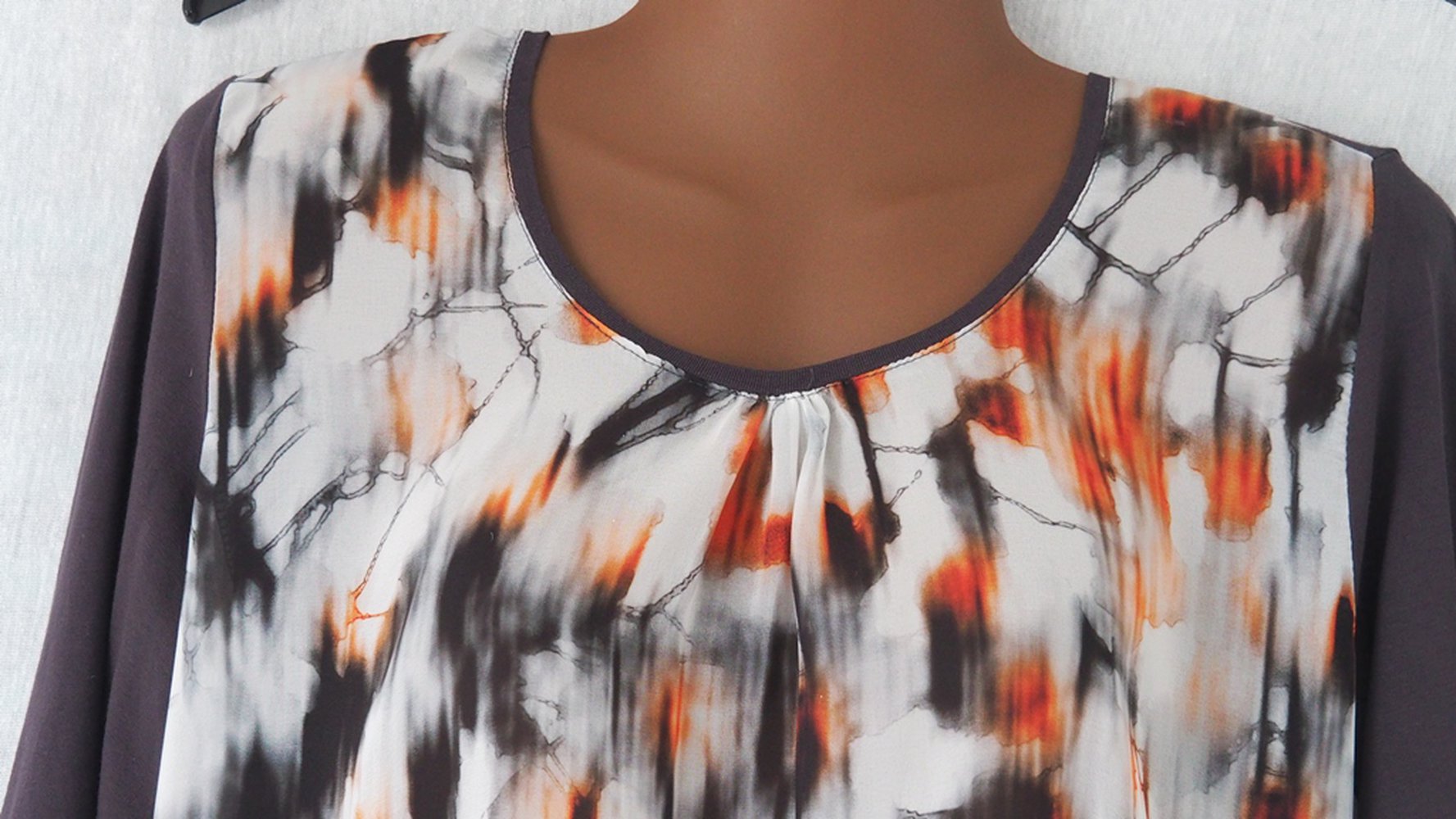 3/4 Arm Bluse grau orange