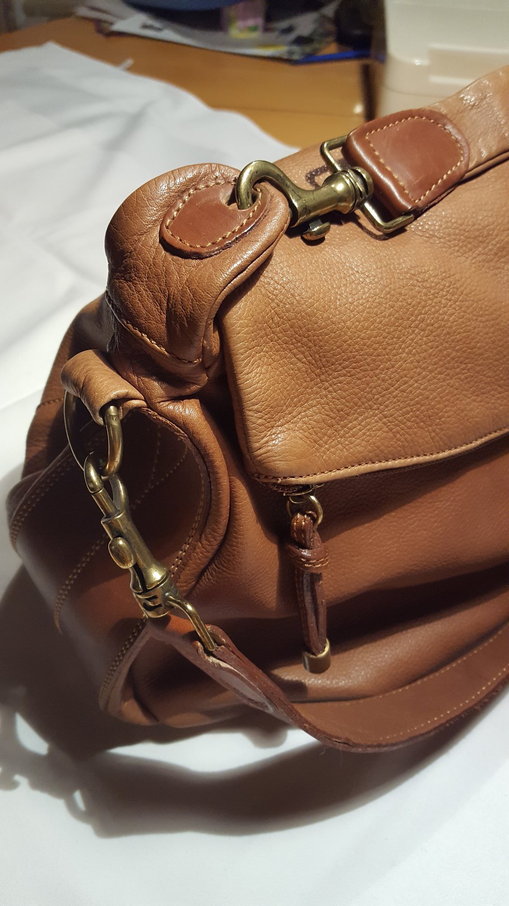 Umhängetasche, Handtasche von Bruno Rossi, echtes Leder