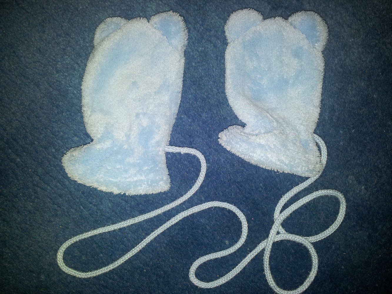 blaue Teddy Handschuhe Fäustlinge