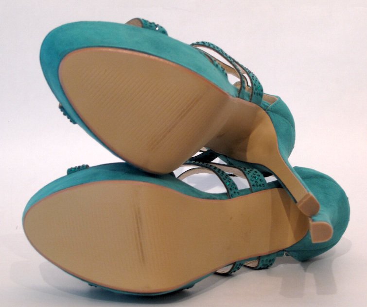 Sexy Plateau Sandalette Highheels Gr. 39 grün/türkis mit Steinchen neu