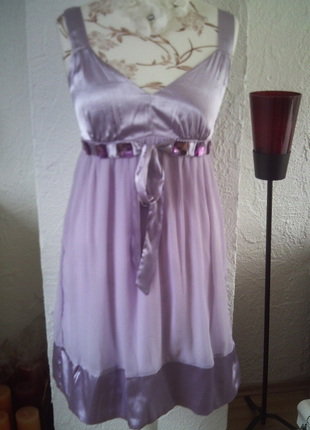 ChiffonSatinkleid neu Perlen/Schleife boheme